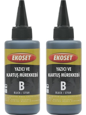 Ekoset L100 L110 L130 L200 L210 L220 Uyumlu Mürekkep Siyah 100ml 2li set