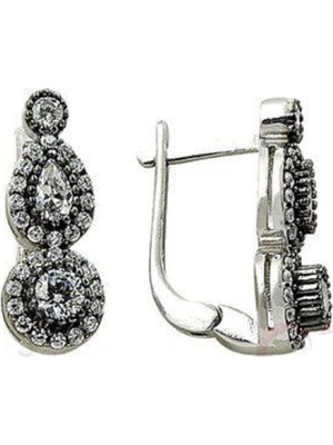 Söğütlü Si̇lver Tria Damla Rodyumlu Elmas Montürlü Küpe