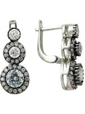 Söğütlü Si̇lver Tria Rodyumlu Elmas Montürlü Küpe