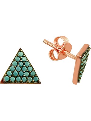 Söğütlü Si̇lver Mini Turkuaz Taşlı Üçgen Küpe