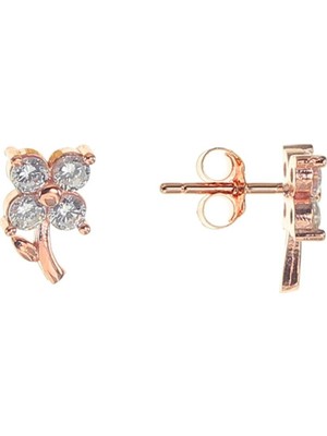 Söğütlü Si̇lver Gümüş Zirkon Taşlı Minik Yonca Küpe