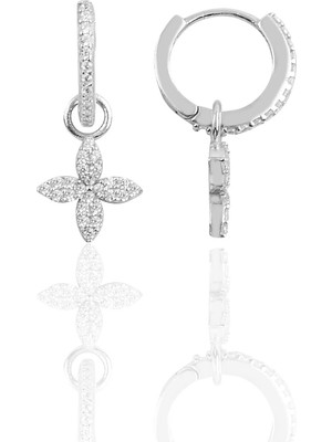 Söğütlü Si̇lver Gümüş Yonca Halka Küpe