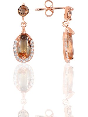 Söğütlü Si̇lver Gümüş Rose Zultanit Damla Taşlı Küpe