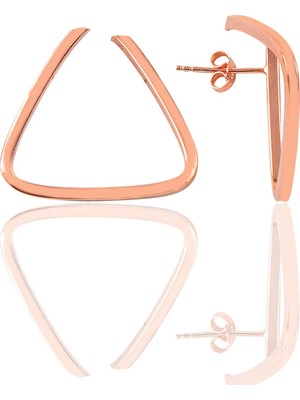 Söğütlü Si̇lver Gümüş Rose Üçgen Modeli Şarnel Küpe