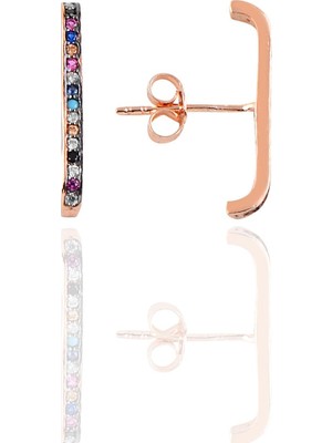 Söğütlü Si̇lver Gümüş Rose Renkli Taşlı Style Küpe