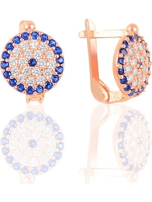 Söğütlü Si̇lver Gümüş Rose Klipsli Nazar Küpe