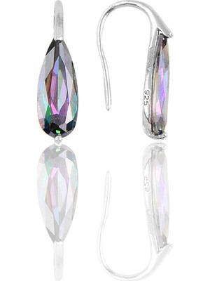 Söğütlü Si̇lver Gümüş Rodyumlu Mistik Taşlı Damla Küpe