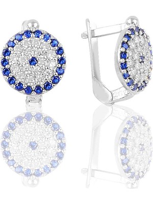 Söğütlü Si̇lver Gümüş Rodyumlu Klipsli Nazar Küpe