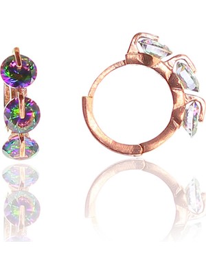 Söğütlü Si̇lver Gümüş Mistik Taşlı Halka Küpe