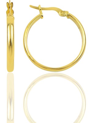 Söğütlü Si̇lver Gümüş 24 mm Altın Rengi Halka Küpe