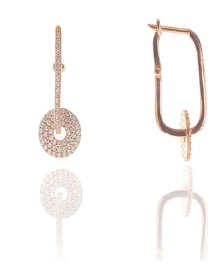 Söğütlü Si̇lver Gümüş Yuvarlak Modeli Zirkon Taşlı Göçmen Küpe