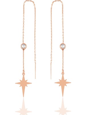 Söğütlü Si̇lver Gümüş Taşlı Zincirli Küpe