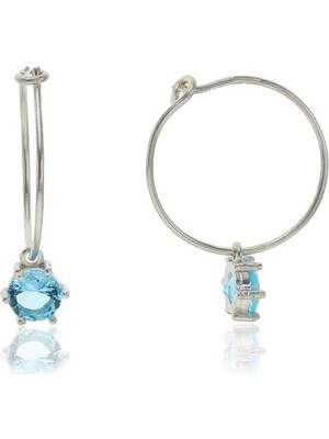 Söğütlü Si̇lver Akuamarin Taşlı Küpe