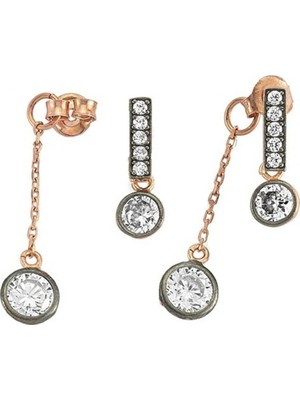 Söğütlü Si̇lver 925 Ayar Gümüş Rose Özel Tasarım Küpe