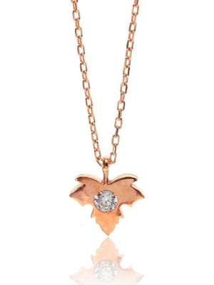 Söğütlü Silver Mini Pırlanta Modeli Çınar Yaprağı Kolye