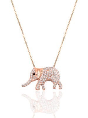 Söğütlü Silver Gümüş Zirkon Taşlı Fil Modeli Kolye