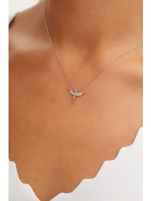 Belinda Yusufçuk Gümüş Kolye  Zirkon Taşlı