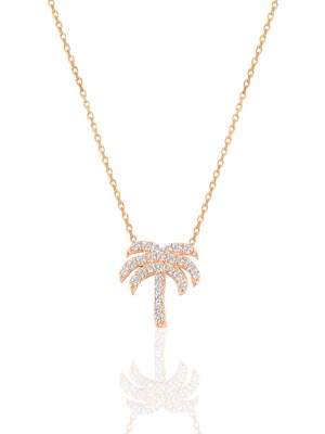 Söğütlü Silver Gümüş Rose Zirkon Taşlı Palmiye Kolye