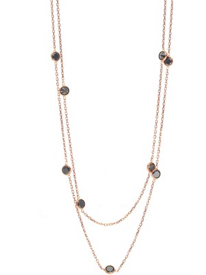 Söğütlü Silver Gümüş Rose Onix Sıra Taşlı Kolye