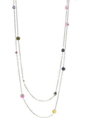 Söğütlü Silver Gümüş Rodyumlu Renkli Sıra Taşlı Kolye