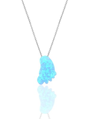 Söğütlü Silver Gümüş Rodyumlu Opal Taşlı Ilk Adım Kolye