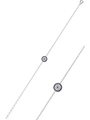 Söğütlü Silver Gümüş Rodyumlu Nazarlı Bileklik