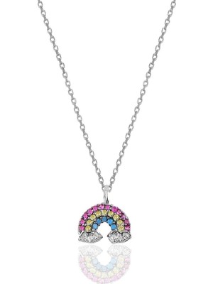 Söğütlü Silver Gümüş Rodyumlu Gök Kuşağı Kolye