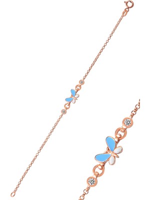 Söğütlü Silver Gümüş Mineli Zirkon Taşlı Kelebek Modeli Bileklik