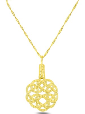 Söğütlü Silver Gümüş Altın Yaldızlı Aşk Düğümü Kolye