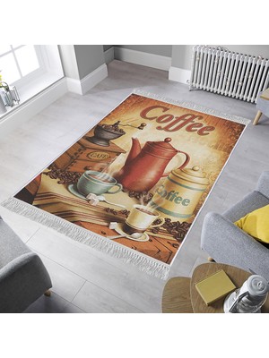 Homefesto Dekoratif Özel Tasarım Pamuklu Dokuma Taban Yumuşak Dokulu Halı Krem - Bej - Kahverengi 80 x 120 cm