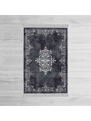 Homefesto Dekoratif Özel Tasarım Pamuklu Dokuma Taban Yumuşak Dokulu Halı Lacivert 80 x 150 cm