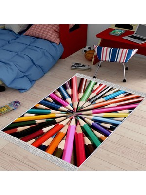 Homefesto Dekoratif Özel Tasarım Şönil Dokuma Taban Yumuşak Dokulu Halı Renkli 80 x 120 cm