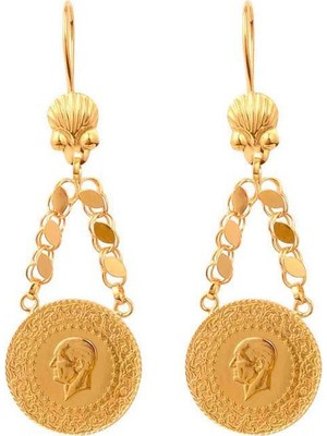 Bilezikhane Ziynet Çeyrek Sallantılı Küpe 22 Ayar Altın