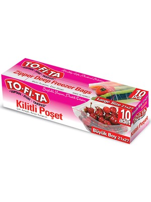 To-Fi-Ta Büyük Boy Kilitli Poşet 10'lu 21X27 cm