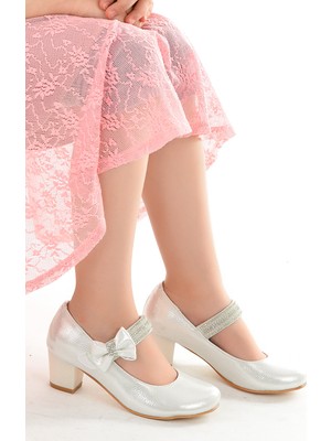 Kiko 752 Vakko Günlük Kız Çocuk 4 Cm Topuk Babet Ayakkabı Sedef