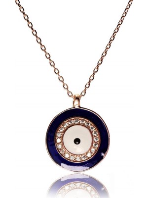 Osmanlı Gümüş Nazarlık Motifli Küçük Boy Kadın Gümüş Kolye Rose Model