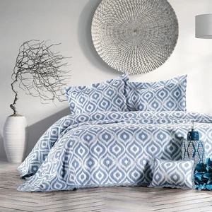 Zebra Casa All Days Ikat Indigo Çift Kişilik Yatak Örtüsü