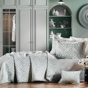Zebra Casa All Days Ikat Yeşil Çift Kişilik Yatak Örtüsü