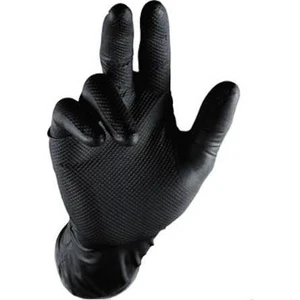 Nti-Glove Siyah Pudrasız Nitril Eldiven 50 Li Kalın Tırtıklı L Beden