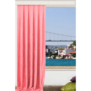 Düz Dikiş Petek Dokulu Ekstraforlu Fon Perde Pembe 150 x 260 cm
