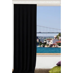 Düz Dikiş Petek Dokulu Ekstraforlu Fon Perde Siyah 140 x 260 cm
