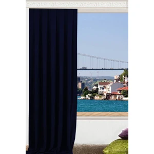 Düz Dikiş Petek Dokulu Ekstraforlu Fon Perde Koyu Lacivert 140 x 260 cm