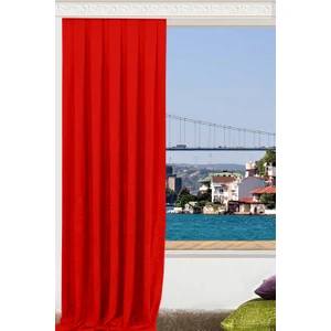 Düz Dikiş Petek Dokulu Ekstraforlu Fon Perde Kırmızı 180 x 260 cm