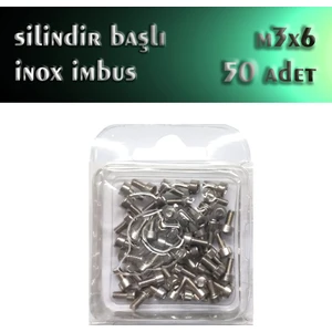 Site Hırdavat M3x6 İnox Havşa Baş İmbus Civata (50 Adet)