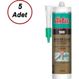 100D Beyaz Duşakabin Silikonu Küf Tutmaz 310 Ml (5 Adet)
