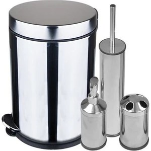 Banyo Krom 4 Lü Banyo Seti 5Lt Çöp Kovası
