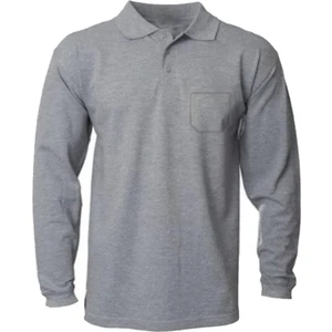 Çamdalı İş Elbiseleri Polo Yaka Pike Örme Gri Uzun Kollu Sweatshirt İş Tişörtü L