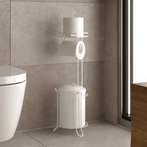 Çöp Kovası Ve Ayaklı Yedekli Tuvalet Kağıtlık Beyaz Mg095