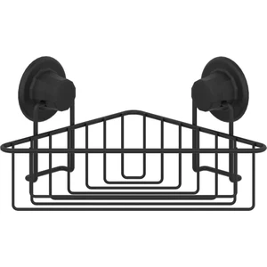 Delme Vida Matkap Yok! Vakumlu Tek Katlı Banyo Köşe Rafı Mat Siyah Dm251