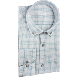 Erkek Mavi Kareli Pamuklu Uzun Kollu Gömlek